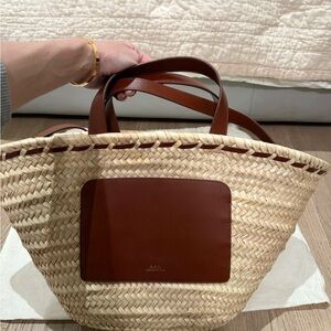 A.P.C. Tan and Brown Straw Shoulder Bag